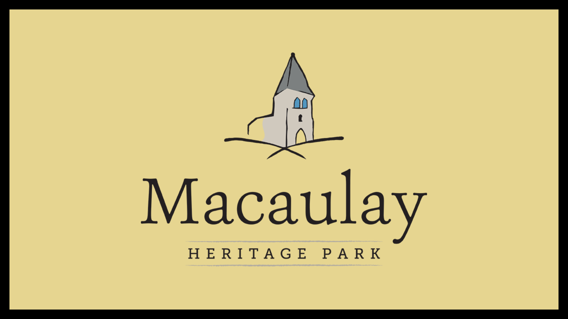 Macaulay Heritage Park graphic with illustrated church